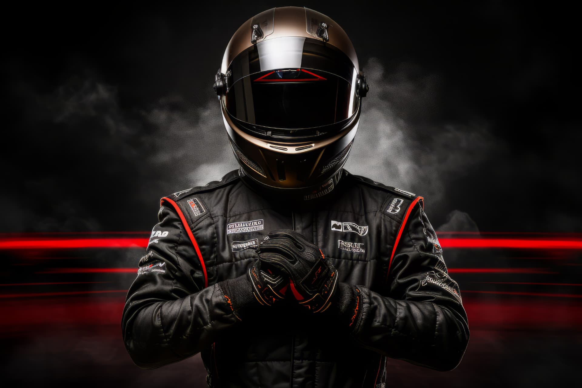 Carrera HYBRID racing driver in full race suit and helmet